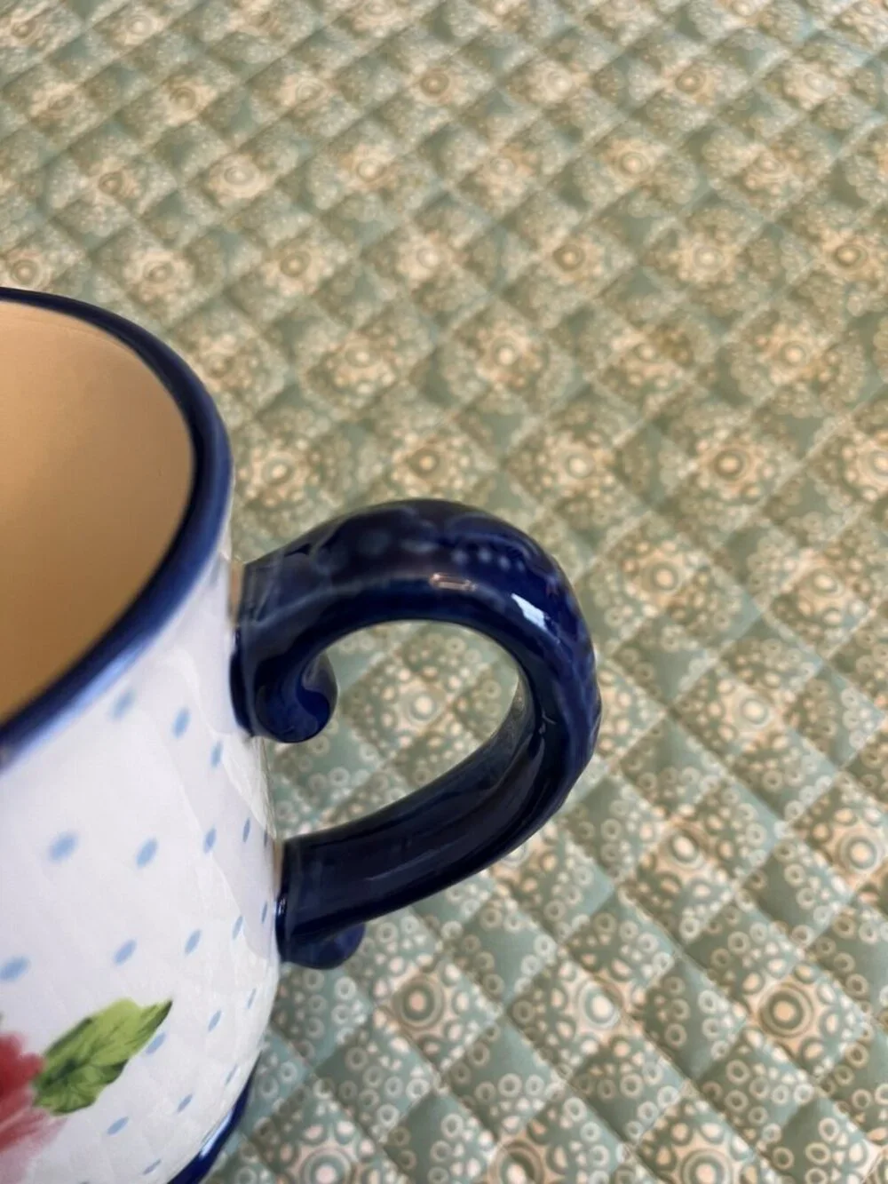 Pioneer Woman Coffee Mug Heritage Floral Blue Trim Ceramic 18oz